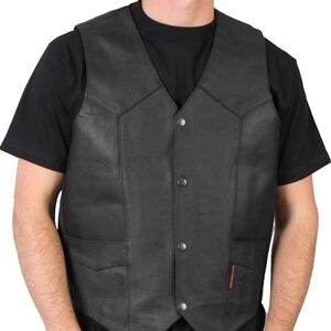 Men's Classic Black Leather Vest